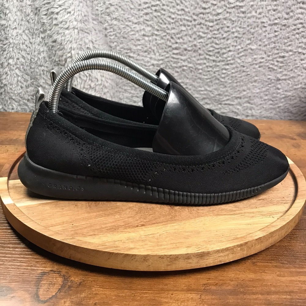 Cole Haan 2.ZeroGrand Stitchlite Ballet Flats Womens 9.5B Black Knit Shoes‎